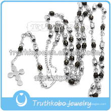 316 Stainless Steel Fashion Style Black And Silver Color Beads Rosary Necklace Jewlery